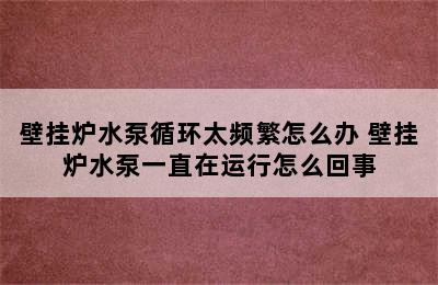 壁挂炉水泵循环太频繁怎么办 壁挂炉水泵一直在运行怎么回事